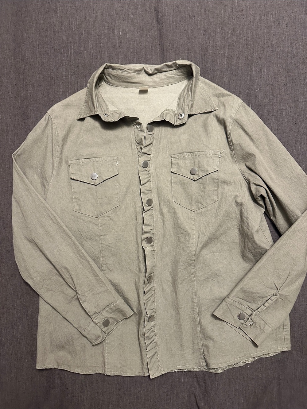 Men's Military-Style Button Front Jacket in Olive